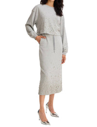 ALLISON NEW YORK Rhinestone Midi Skirt in heather grey - women's skirt