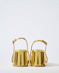 Rupert Sanderson - Women's Calvacade Mirror Gold 60mm Block Heel Peep Toe