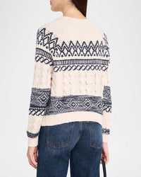 Autumn Cashmere - Fair Isle Cable Crew Knit Sweater