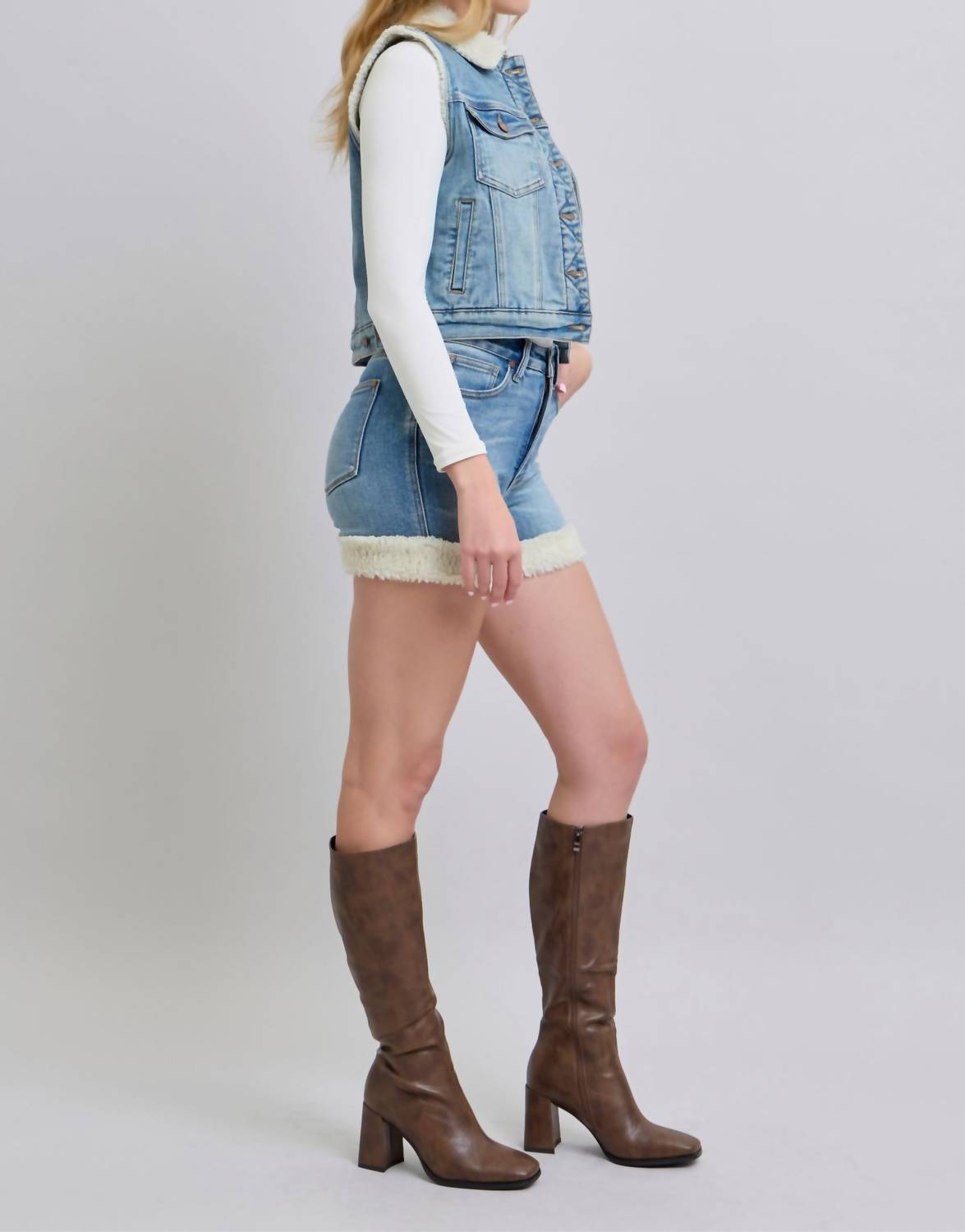 Judy Blue - High Waisted Tummy Control Shearling Cuff Shorts