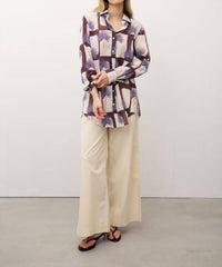 0039 Italy Taya Fan Print Cotton Blouse in multi - women's blouse