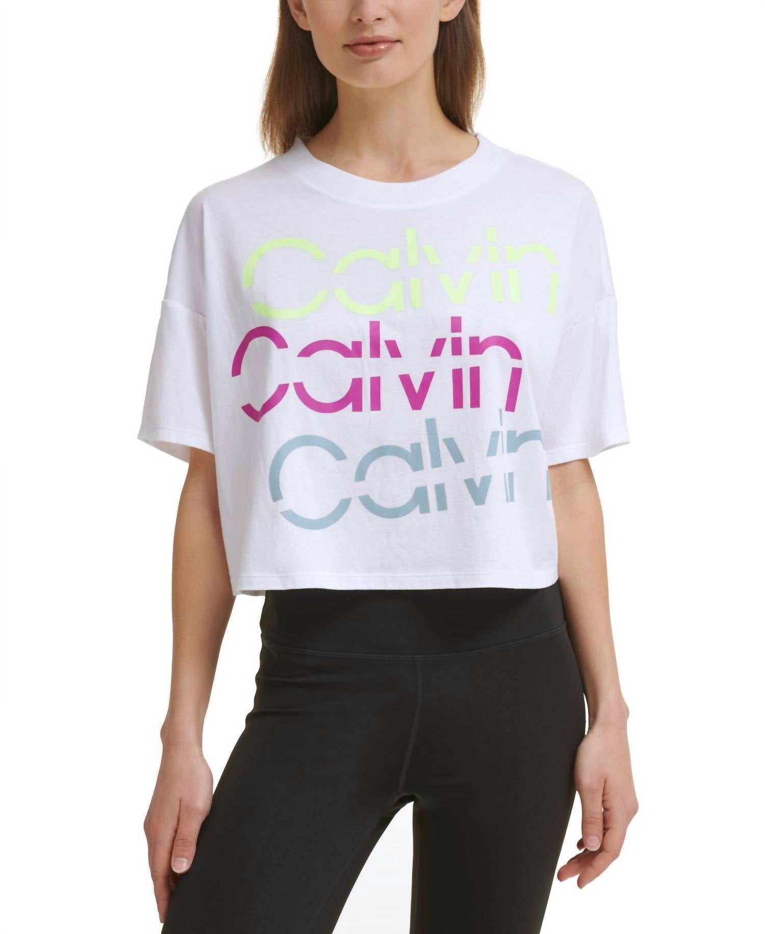 Calvin Klein - Activewear Performance Sliced Logo Cropped T-Shirt