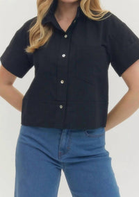 Entro - Cropped Ruffle Neck Top