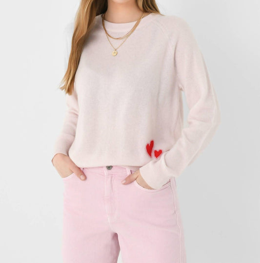 White + Warren - Cashmere Embroidered Heart Sweater