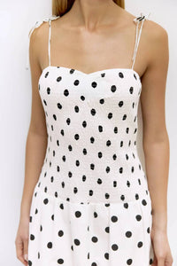 All : Row - The Natalie Smocked Polka Dot Midi Dress