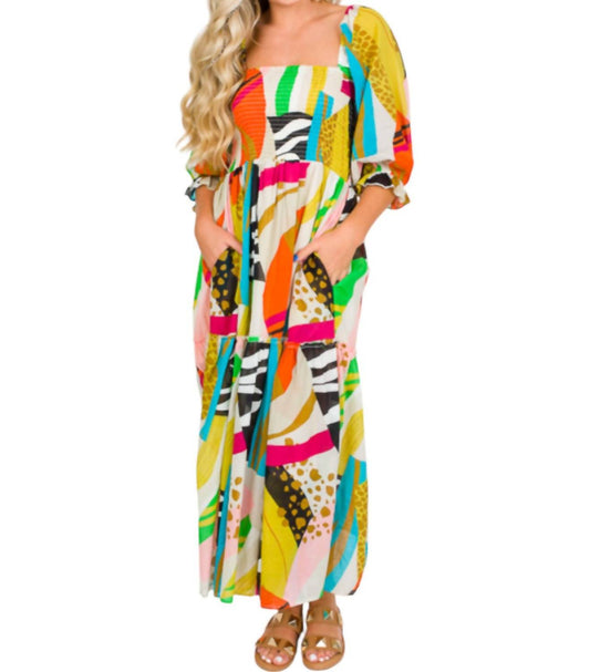 Fate - Janice Abstract Print Maxi Dress