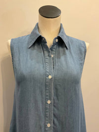 Elan - Women's Embroidered Sleeveless Denim Mini Dress