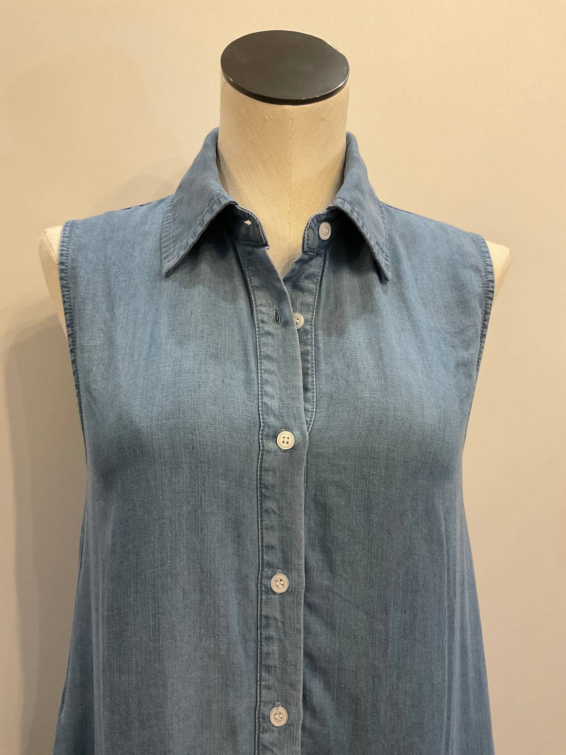 Elan - Women's Embroidered Sleeveless Denim Mini Dress
