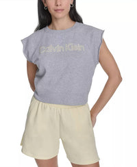 Calvin Klein - Performance Cropped Sleeveless Outline Logo Sweatshirt