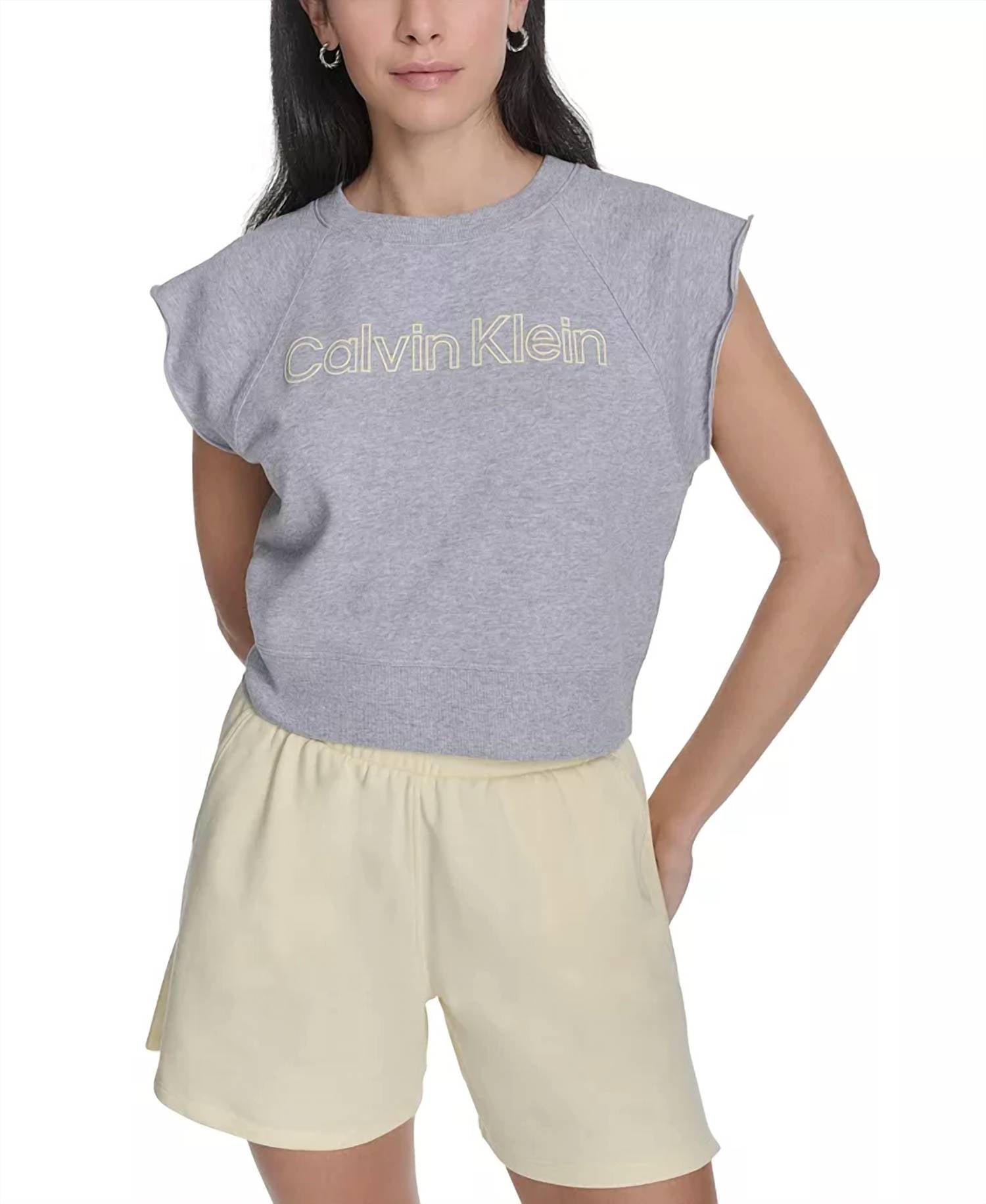 Calvin Klein - Performance Cropped Sleeveless Outline Logo Sweatshirt