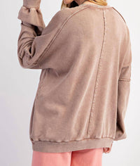 Easel - Butterfly Patch Washed Terry Knit Pullover