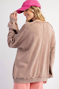 Easel - Butterfly Patch Washed Terry Knit Pullover