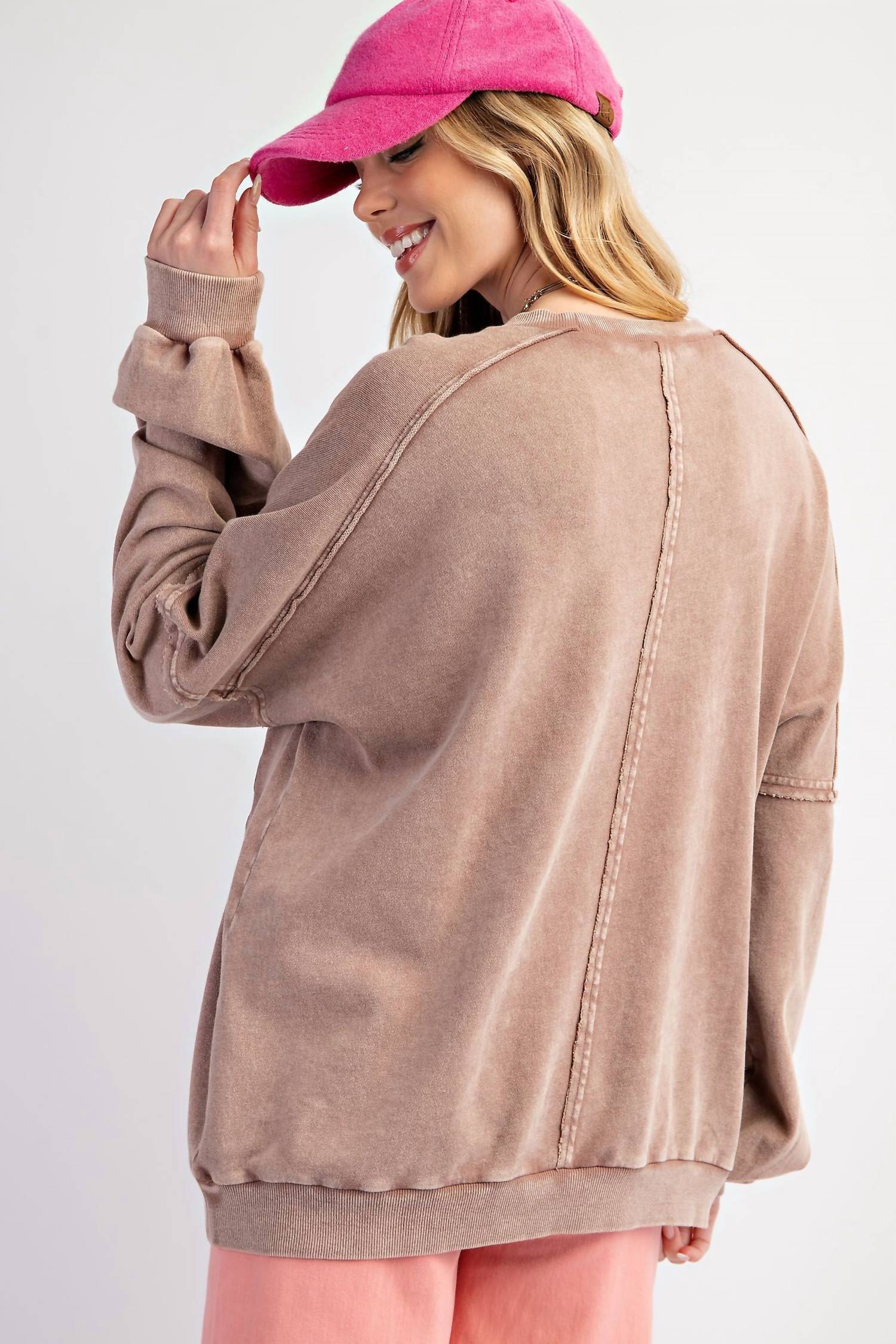 Easel - Butterfly Patch Washed Terry Knit Pullover