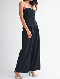 Mable - Pin Stripe Tube Top And Pants Set