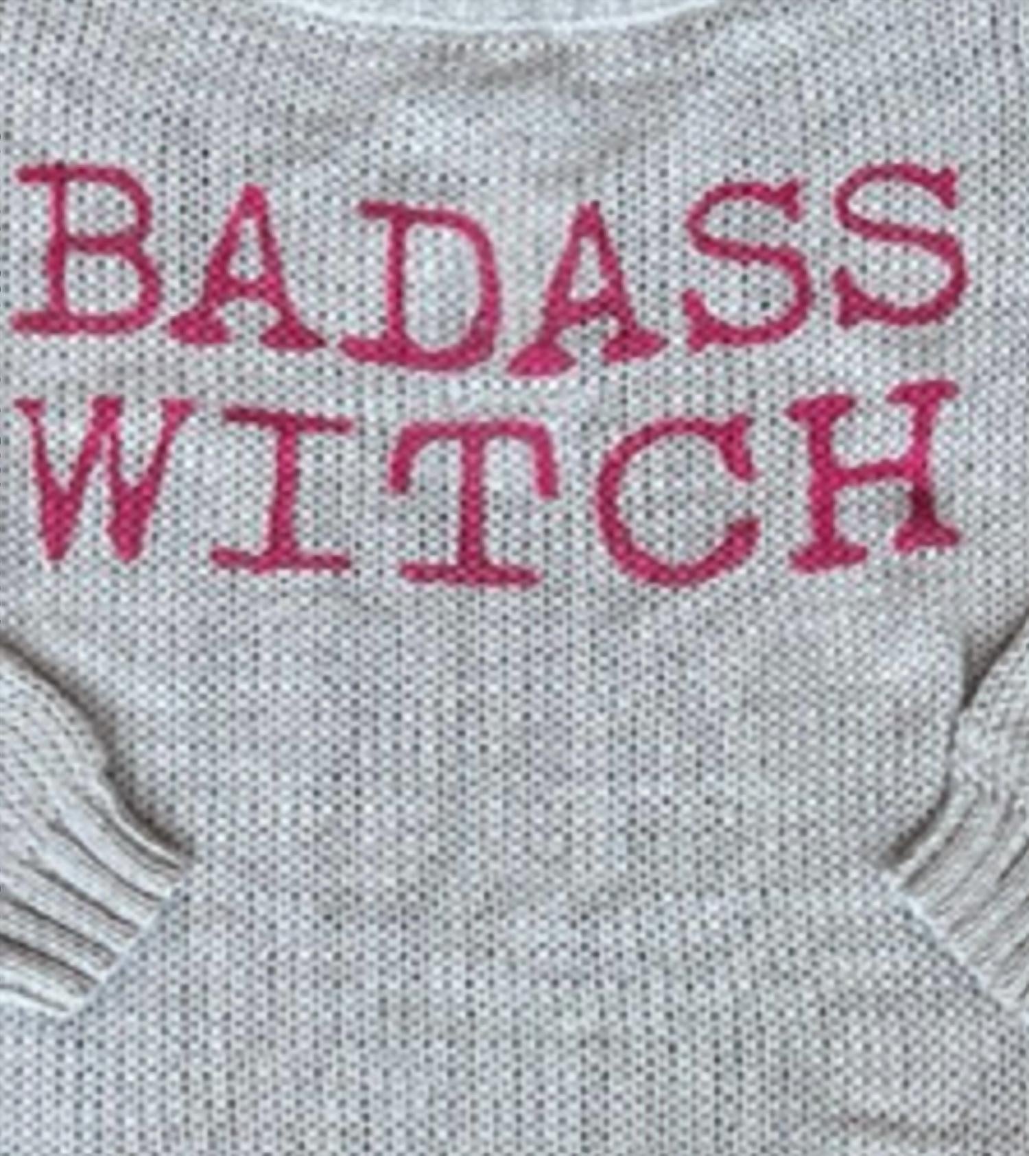 Wooden Ships Women Badass Witch Knit Crewneck Sweater in dark grey - women's sweater - detail view
