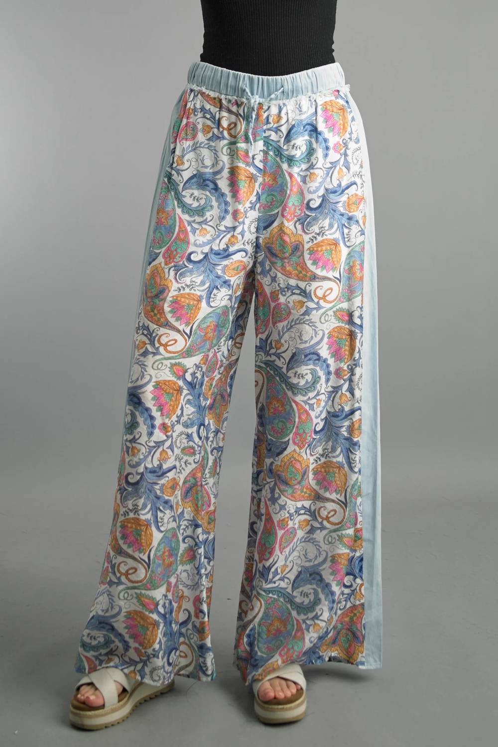 Tempo Paris - Women's Tie Front Print Pants