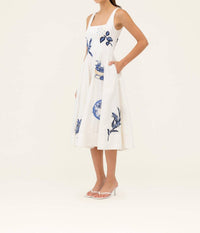 Agua By Agua Bendita - Frontera Wild Embroidered Linen Midi Dress