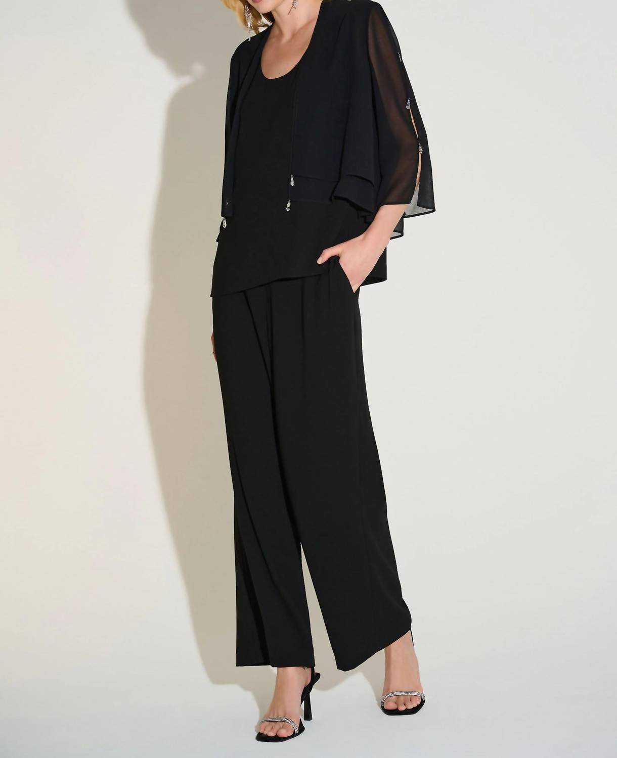 Joseph Ribkoff - Chiffon Rhinestone Detail Twin Set Top