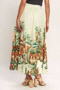 Flying Tomato - Printed Woven Midi Full Skirt