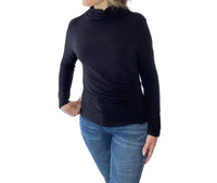 Clara Sun Woo Silky Knit Top With Side Ruching in black - women's blouse