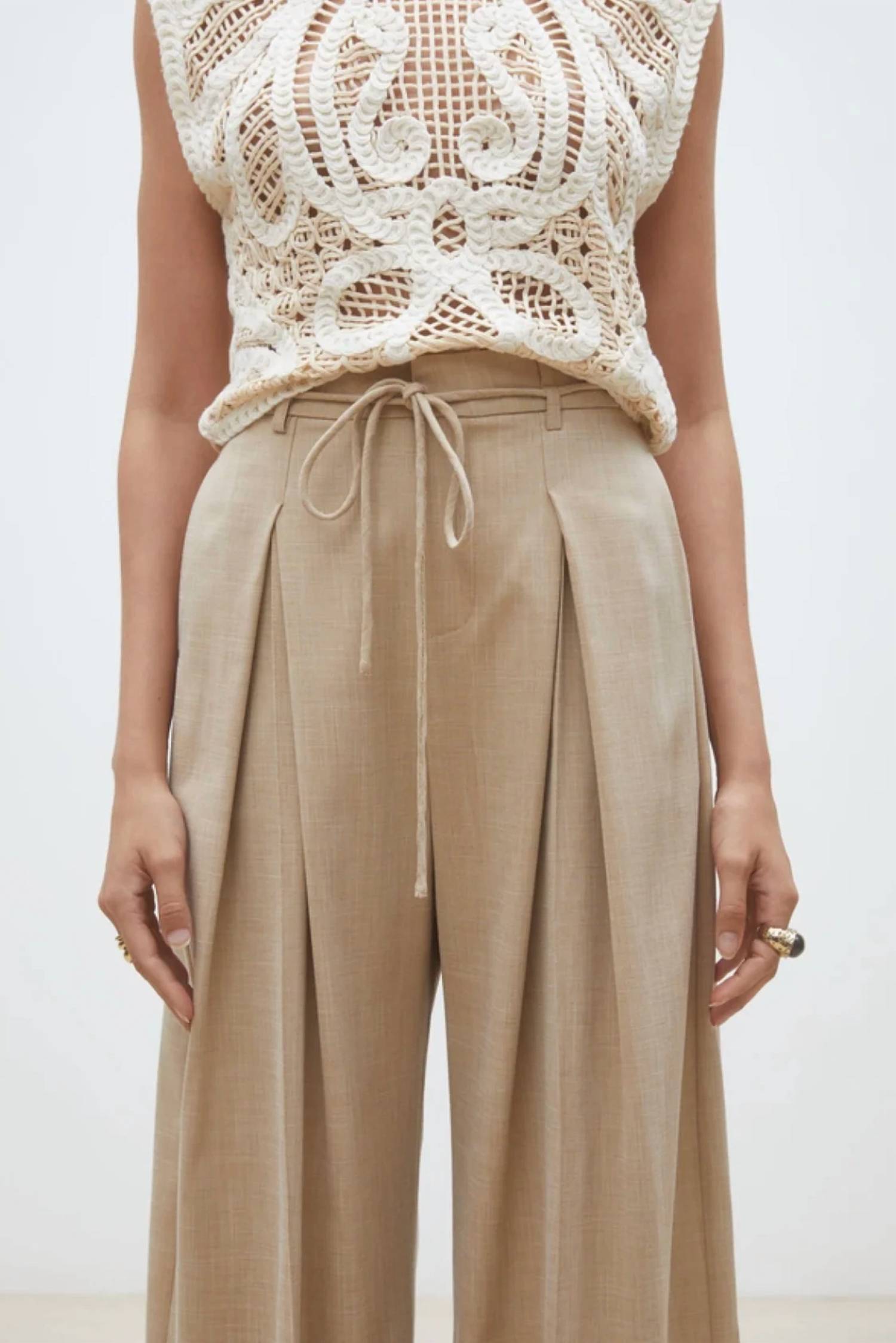 Suncoo - Jeff Wide-leg Darted Pants