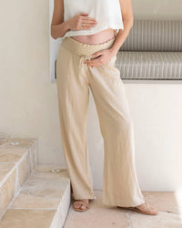 Angel Maternity - Blanche Maternity Herringbone Linen Pants