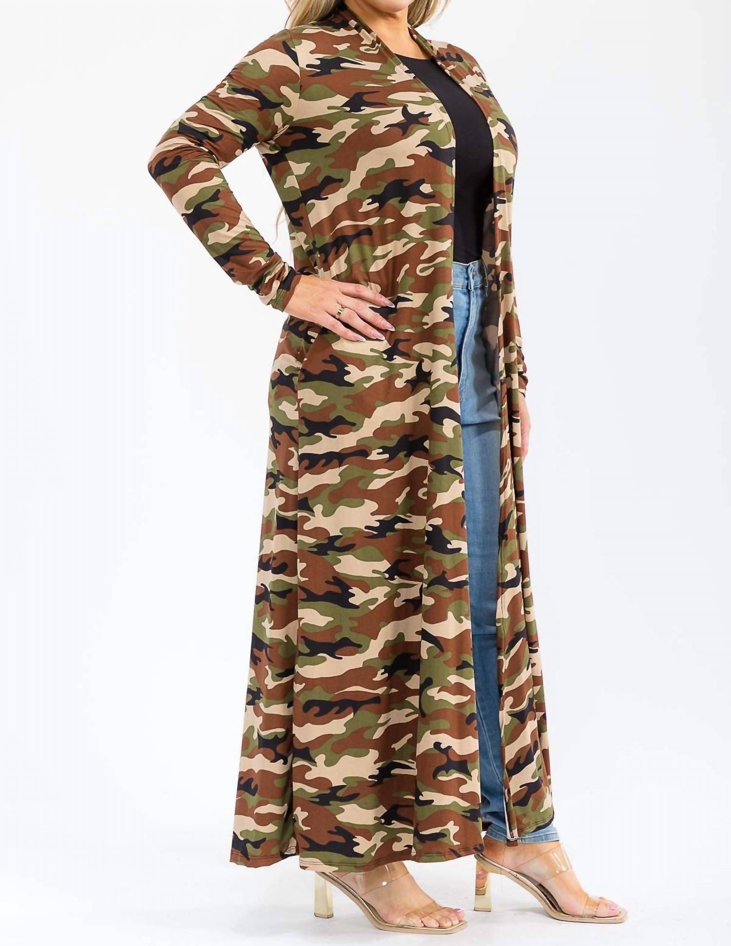 Karen T Design - Long Sleeve Maxi Length Open Front Cardigan