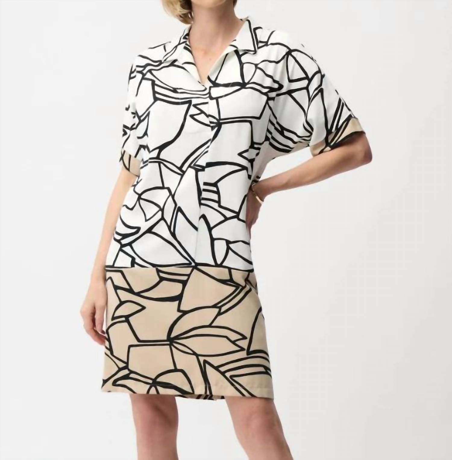 Joseph Ribkoff - Recycled Woven Abstract Print Shirt Dress