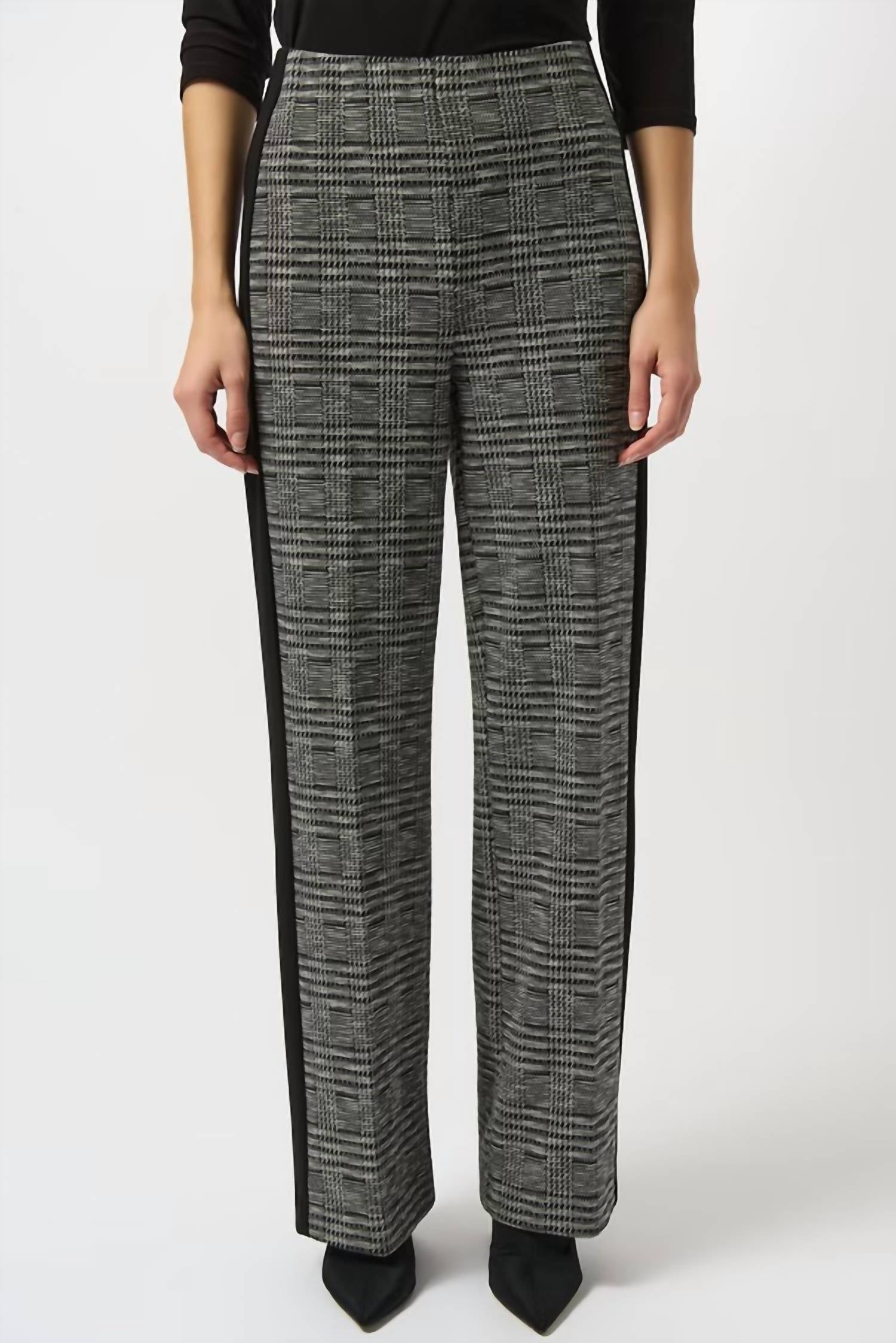 Joseph Ribkoff - Plaid Mid Rise Wide Leg Trousers