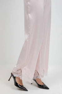 Whiteroom+Cactus - Satin Straight Leg Pants with Lace Hemming