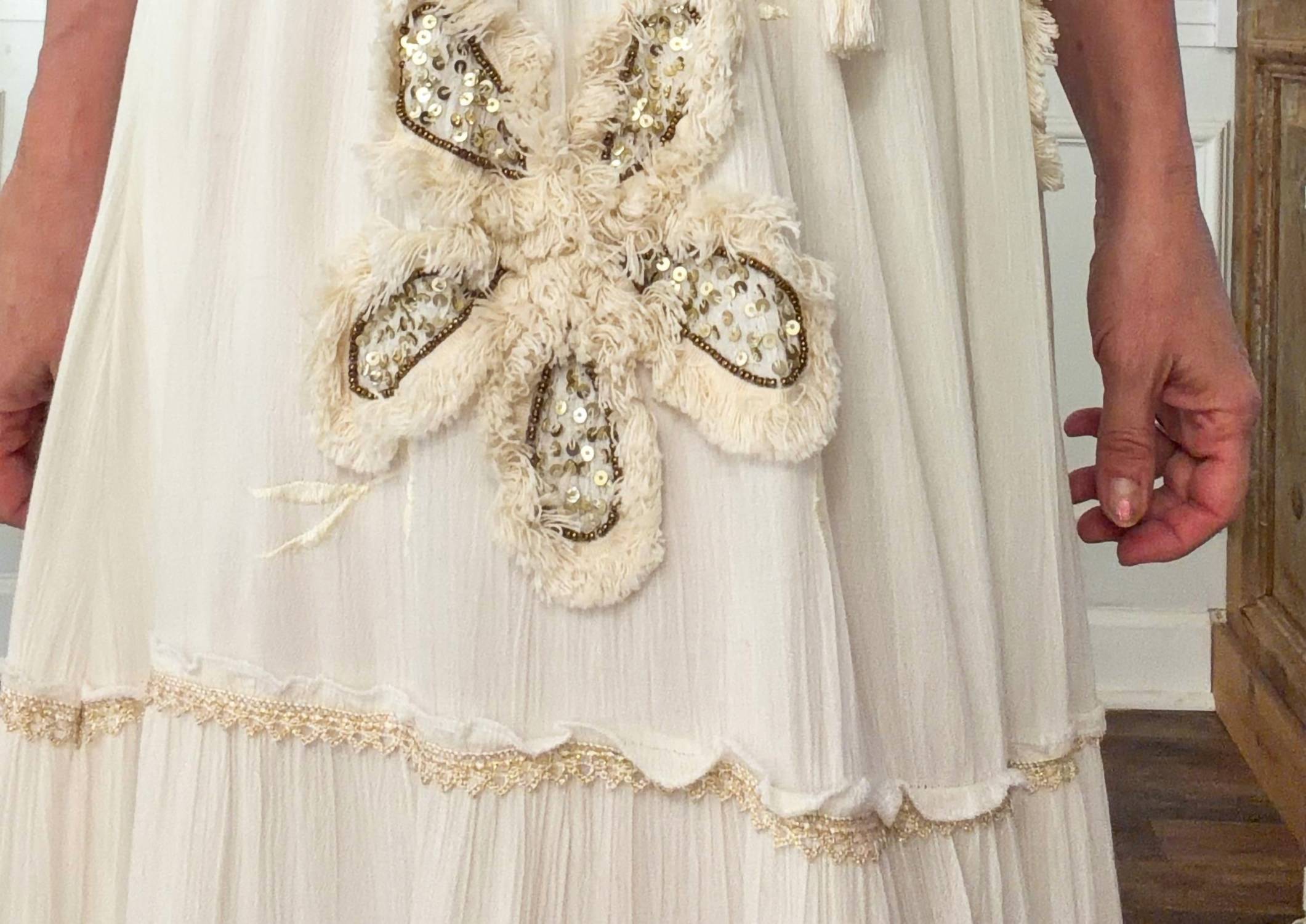 Pol - Boho Floral Applique Maxi Dress