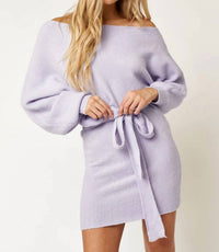 Blue Blush - Long Sleeve Knit Sweater Dress