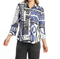 Jess & Jane - Button Down Shirt With 3/4 Sleeve