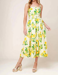 FLYING TOMATO Woven Midi Dress in ivory print - women's dress