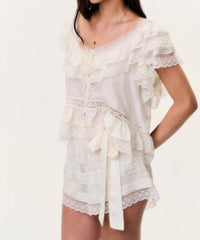 Loveshackfancy - Women's Persine Silk Ruffle Top