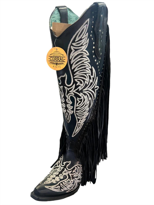 Corral - Women's Eagle Embroidery Studs Fringes Western Boot