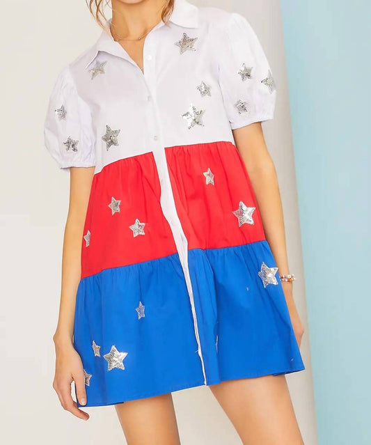 Star Patch Shirt Dress