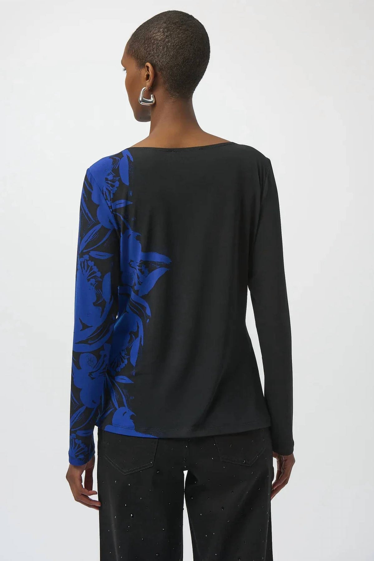 Joseph Ribkoff - Boat Neck Long Sleeves Straight Top