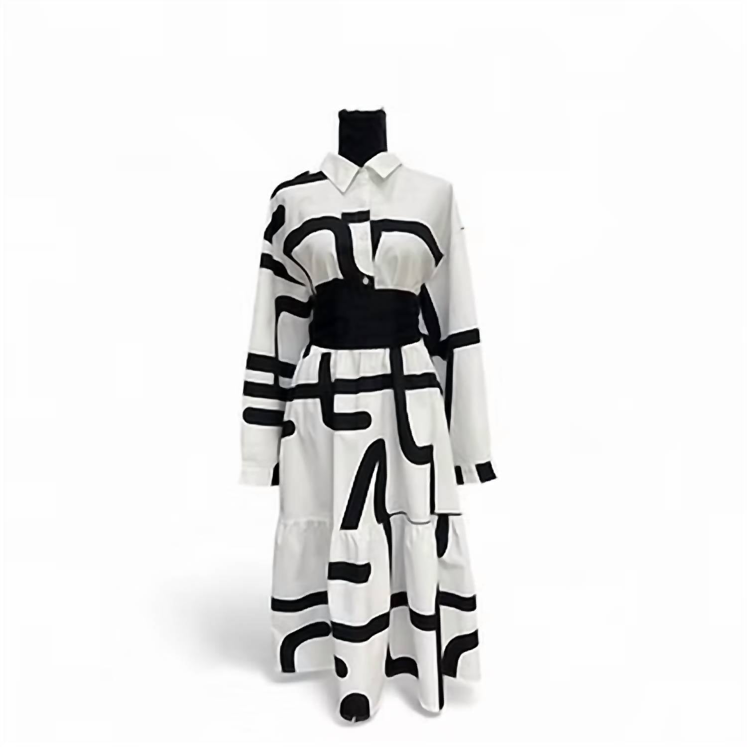 Mimoto - Women's Long Sleeve Abstract Dress