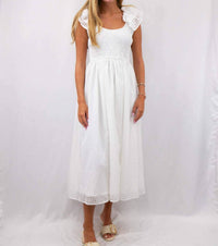 Entro - Grid Ruffle Sleeve Midi Dress