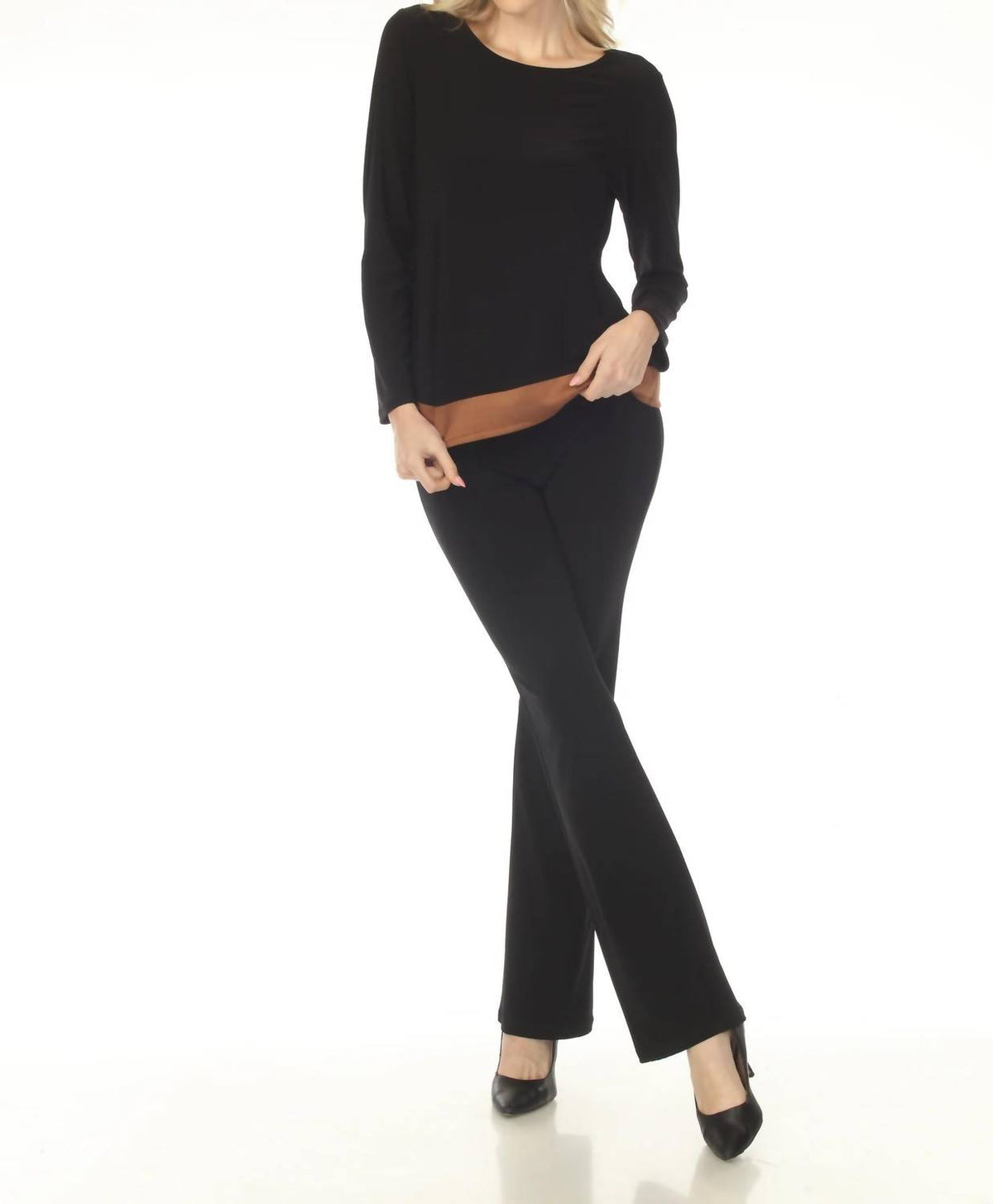 Joseph Ribkoff - Faux Suede Color Block Top