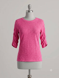 Elliott Lauren - Crew Neck Ruched Sleeve Tee