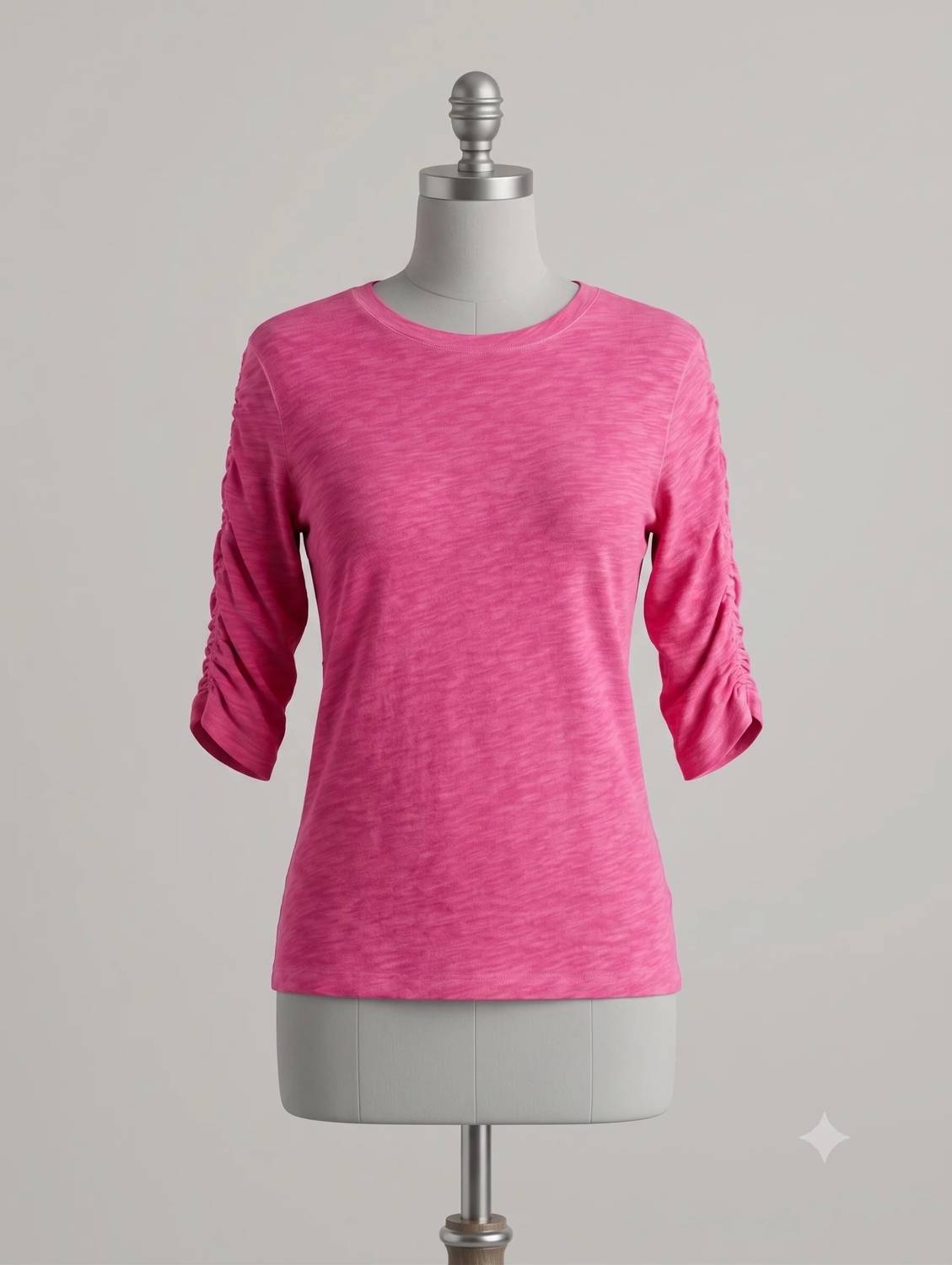 Elliott Lauren - Crew Neck Ruched Sleeve Tee