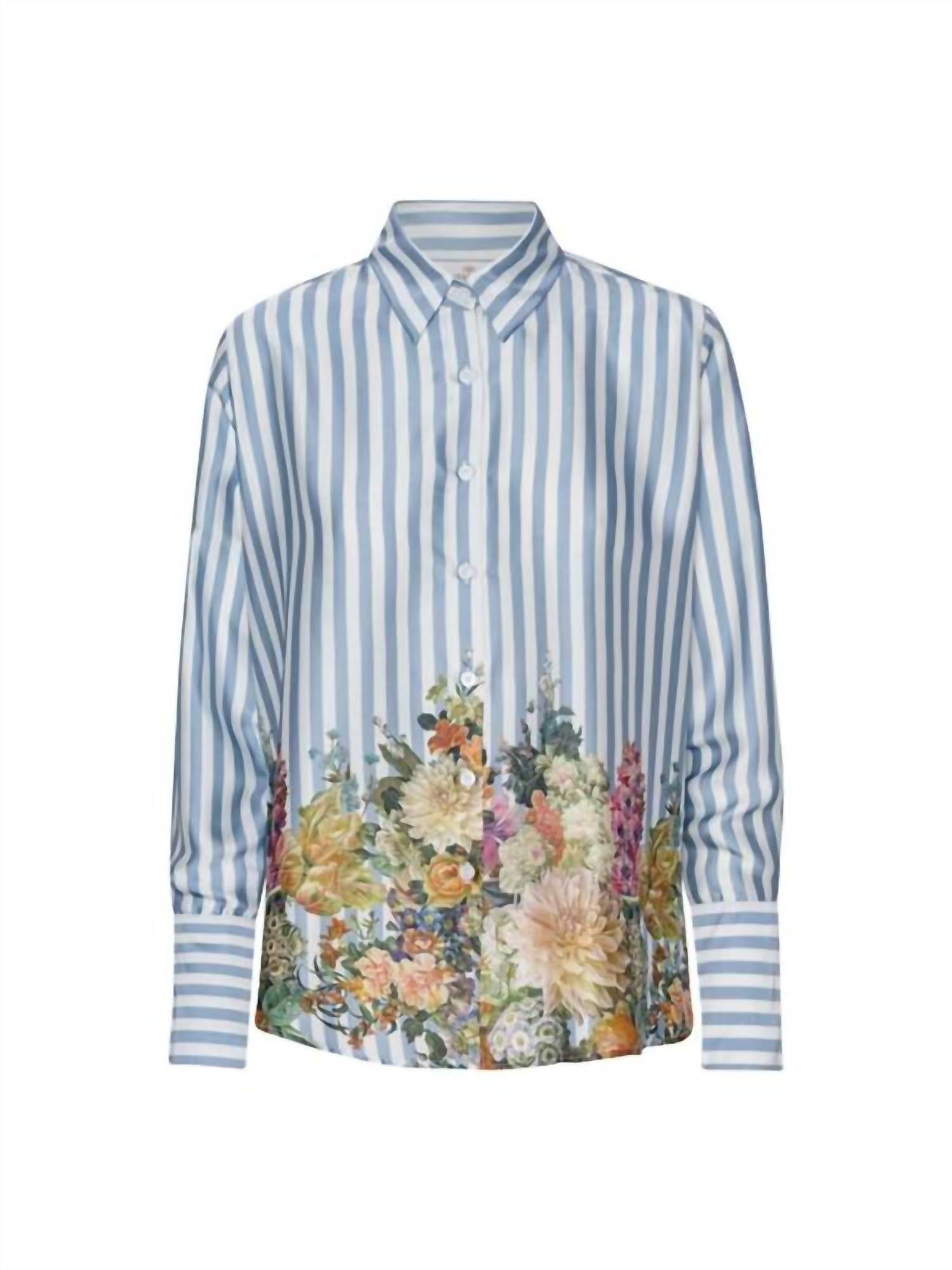 Karmamia Women's Joseph Shirt in floral stripe - women's blouse