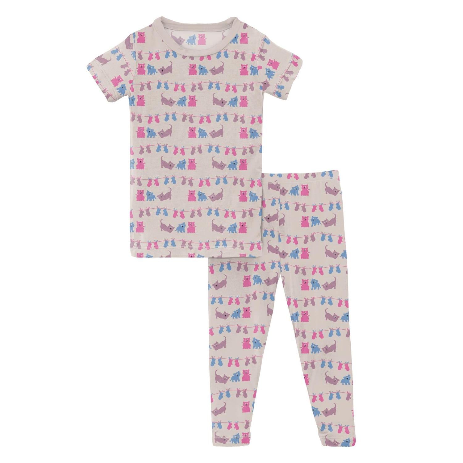 Kickee - Kids' Bamboo Print Short Sleeve Pajama Set