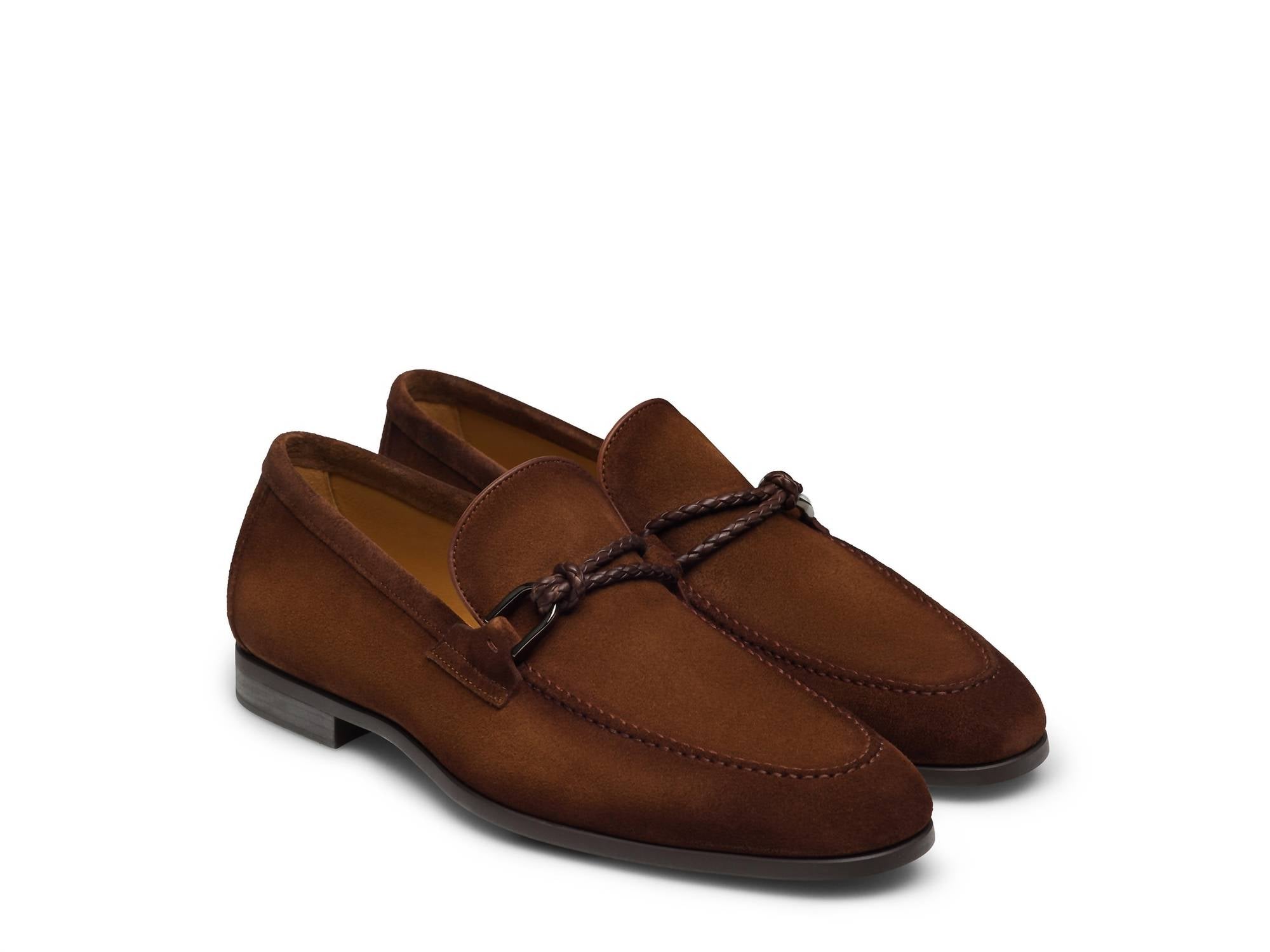 Magnanni - Men's Destin Suede Braided Leather Bit Loafers