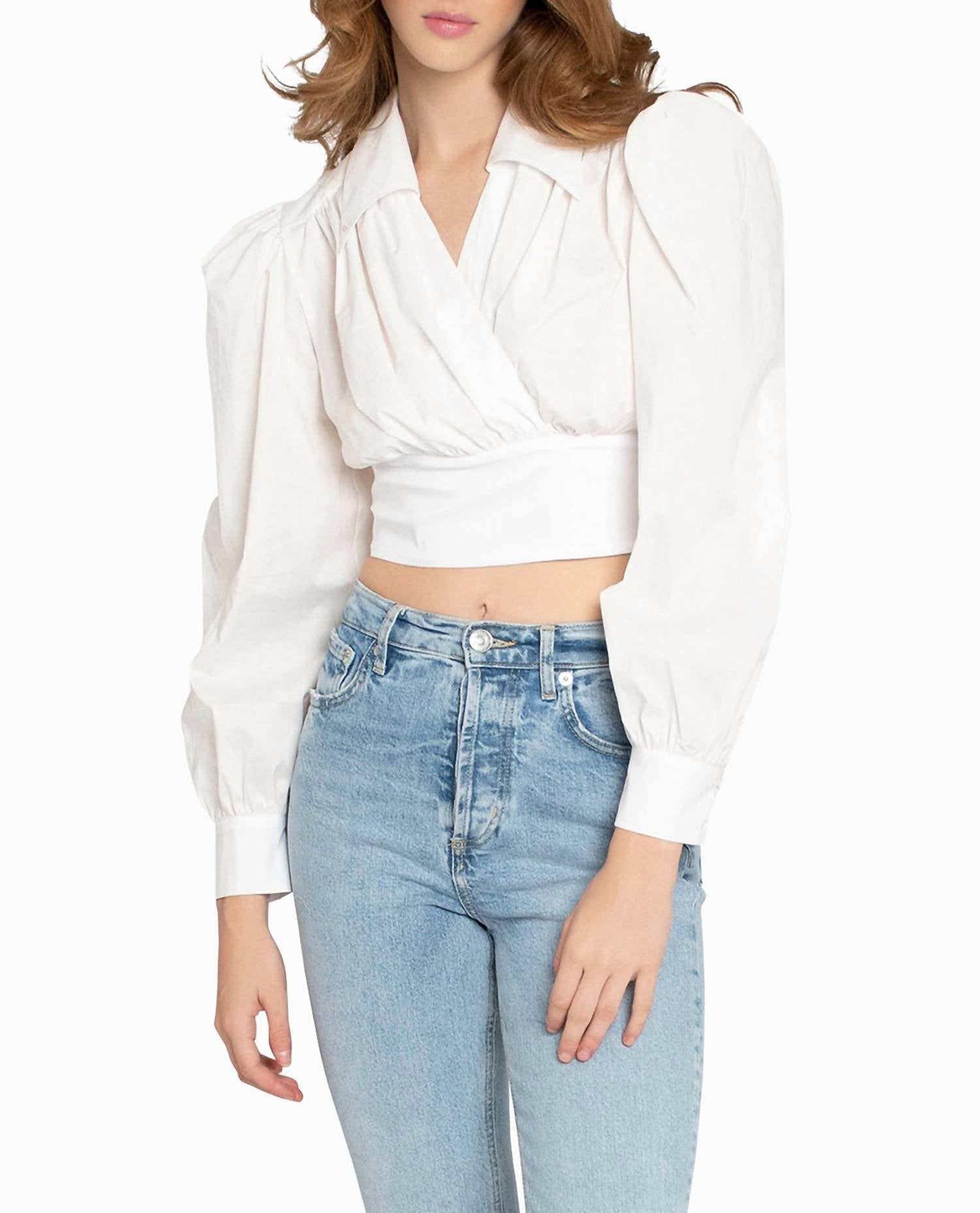 Nicole Miller - Cotton Poplin Wrap Top