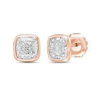 Diana M Jewels - Women's Cushion Cut Studs In A Bezel Setting Earrings (9.00 Ct)
