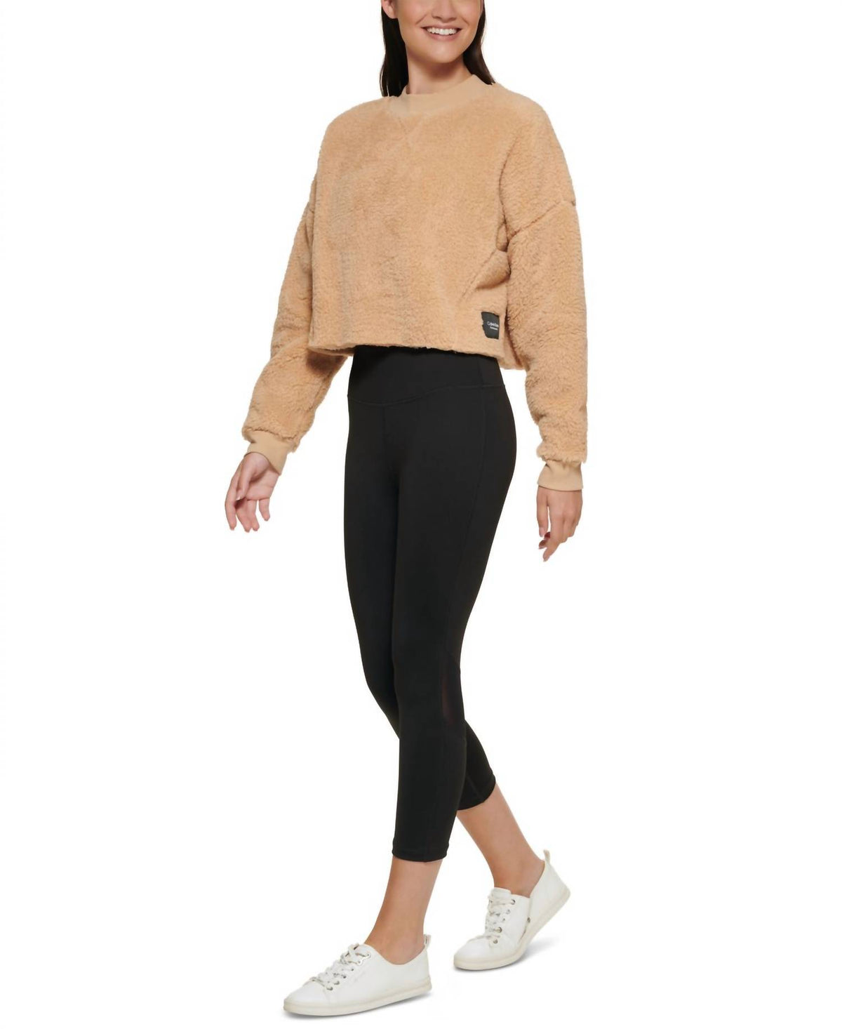 Calvin Klein - Performance Faux-Sherpa Cropped Pullover Top