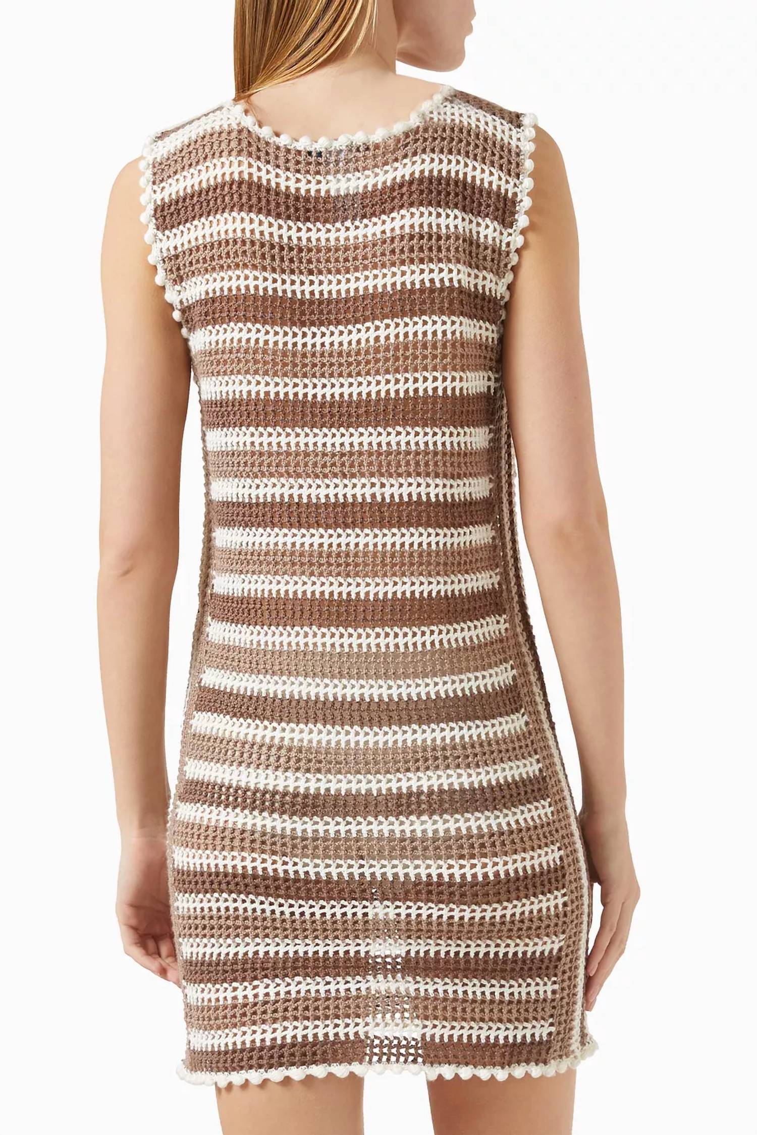 My Beachy Side Elia Hand-Crochet Mini Dress in stone - women's dress - detail view